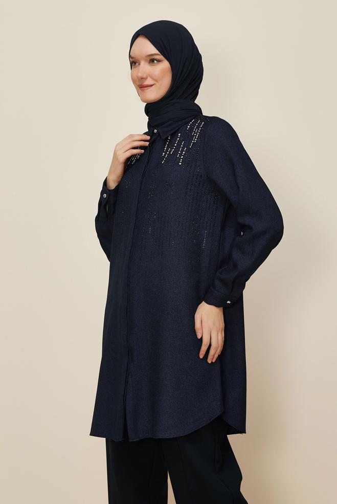 Tesettür giyim LACİVERT 45047 44115 TUNİK 40-46 TEK 38 - ALVİNA