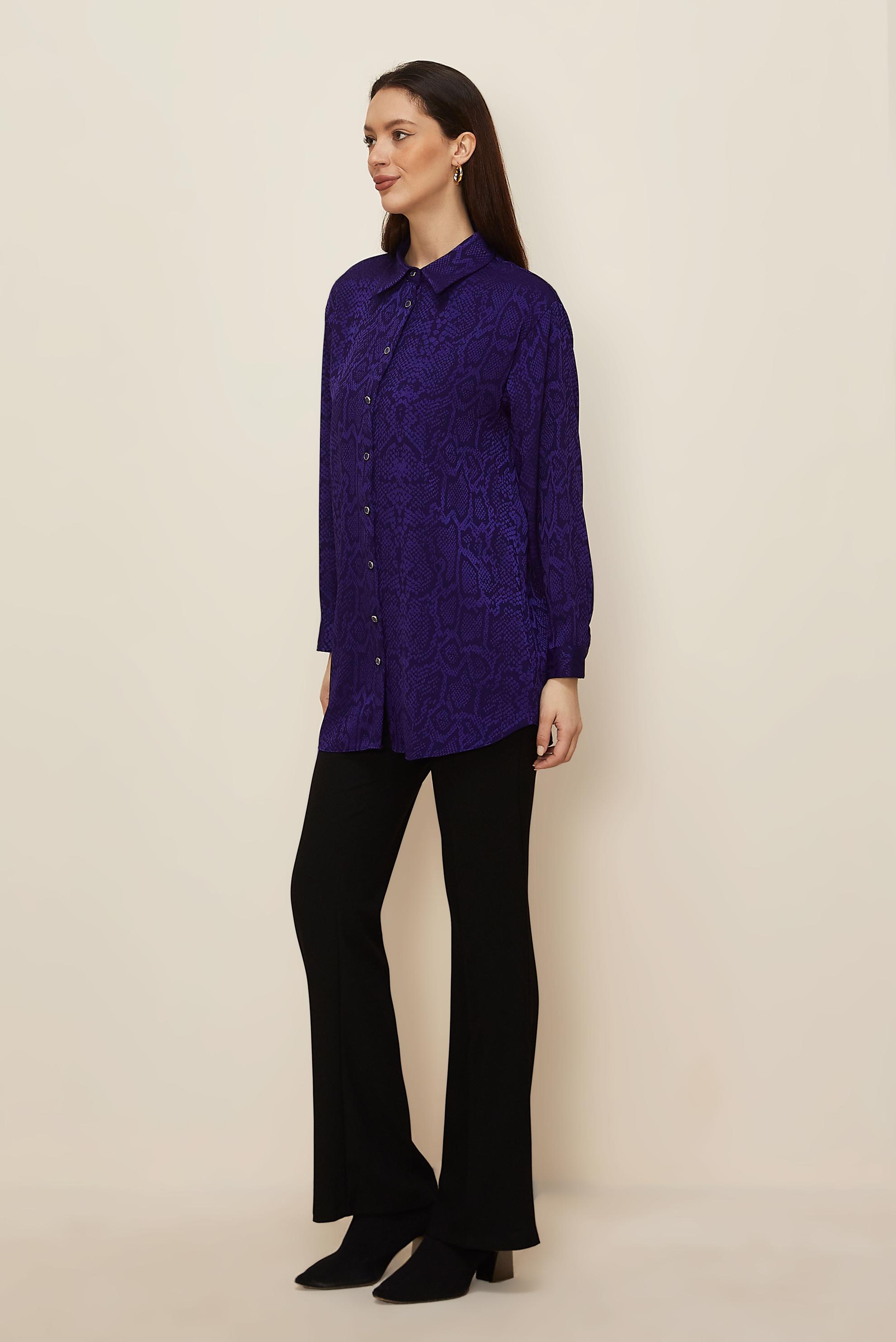 Tesettür giyim MOR YILAN DERİSİ DESENLİ JAKAR TUNİK 45783