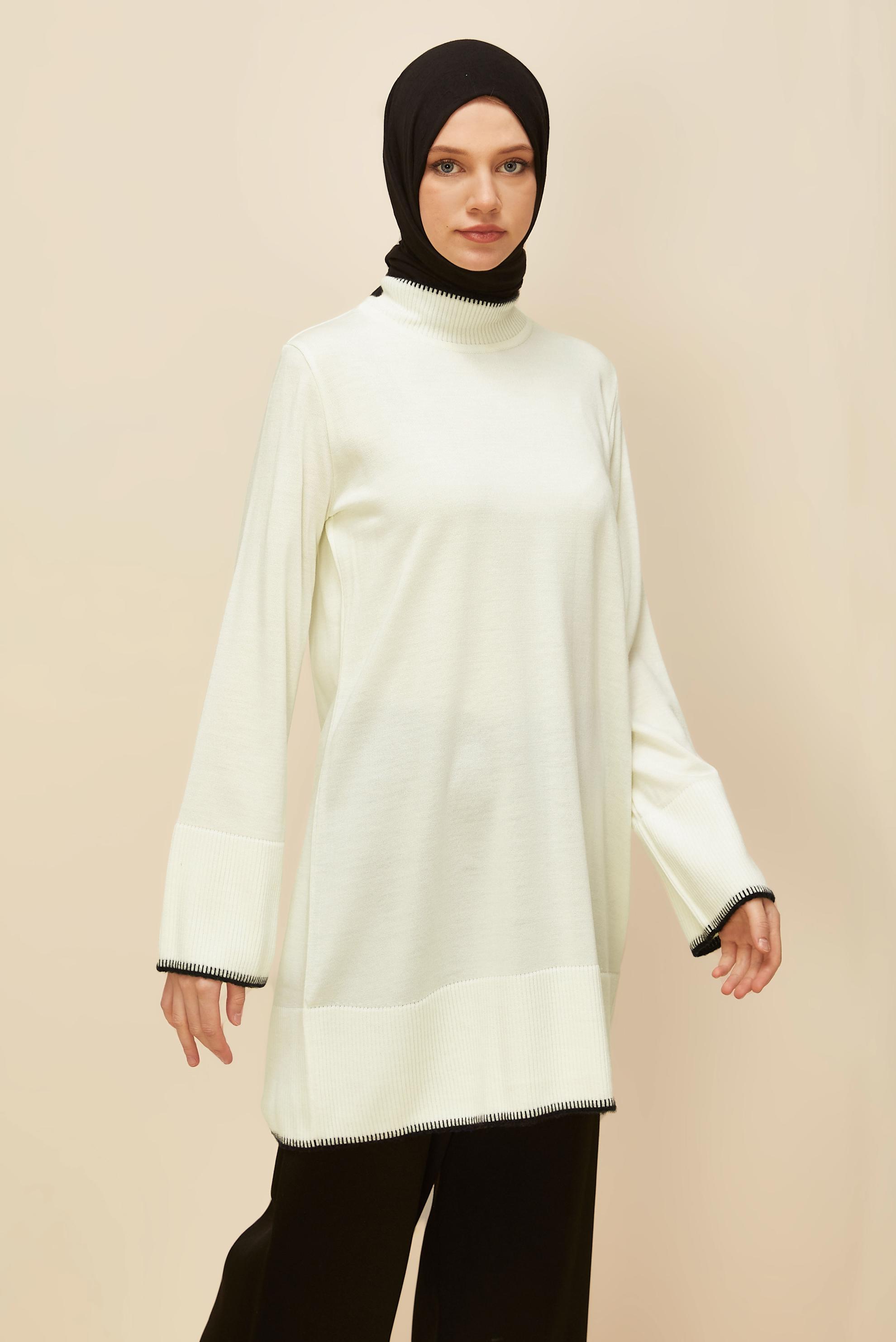 Tesettür giyim BEYAZ TRİKO TUNİK 45800