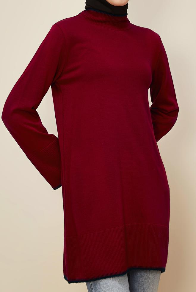 Hijab clothing RED KNITWEAR TUNIC 45800 - ALVİNA