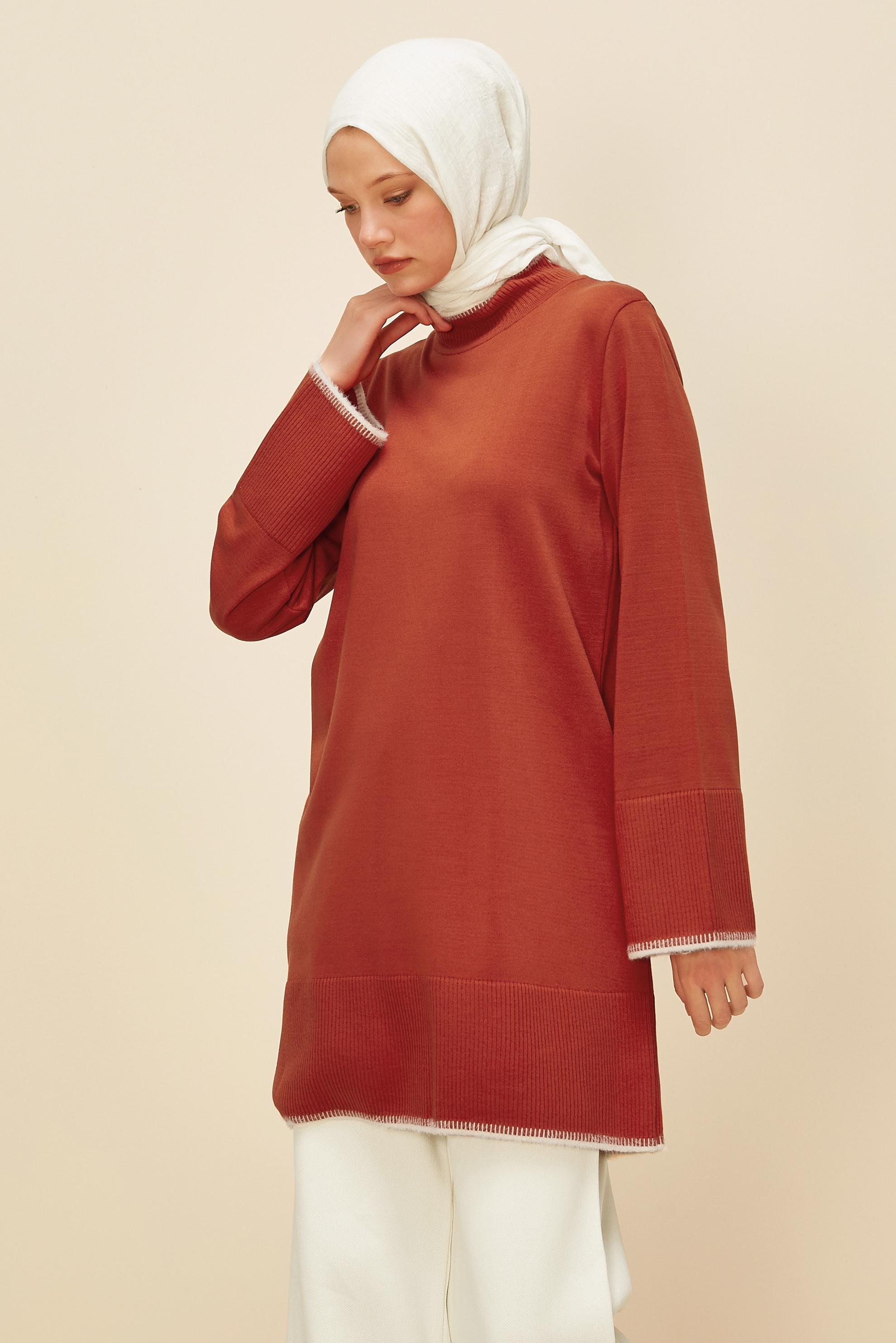 Vêtements hijab ORANGE TUNIQUE EN MAILLE 45800