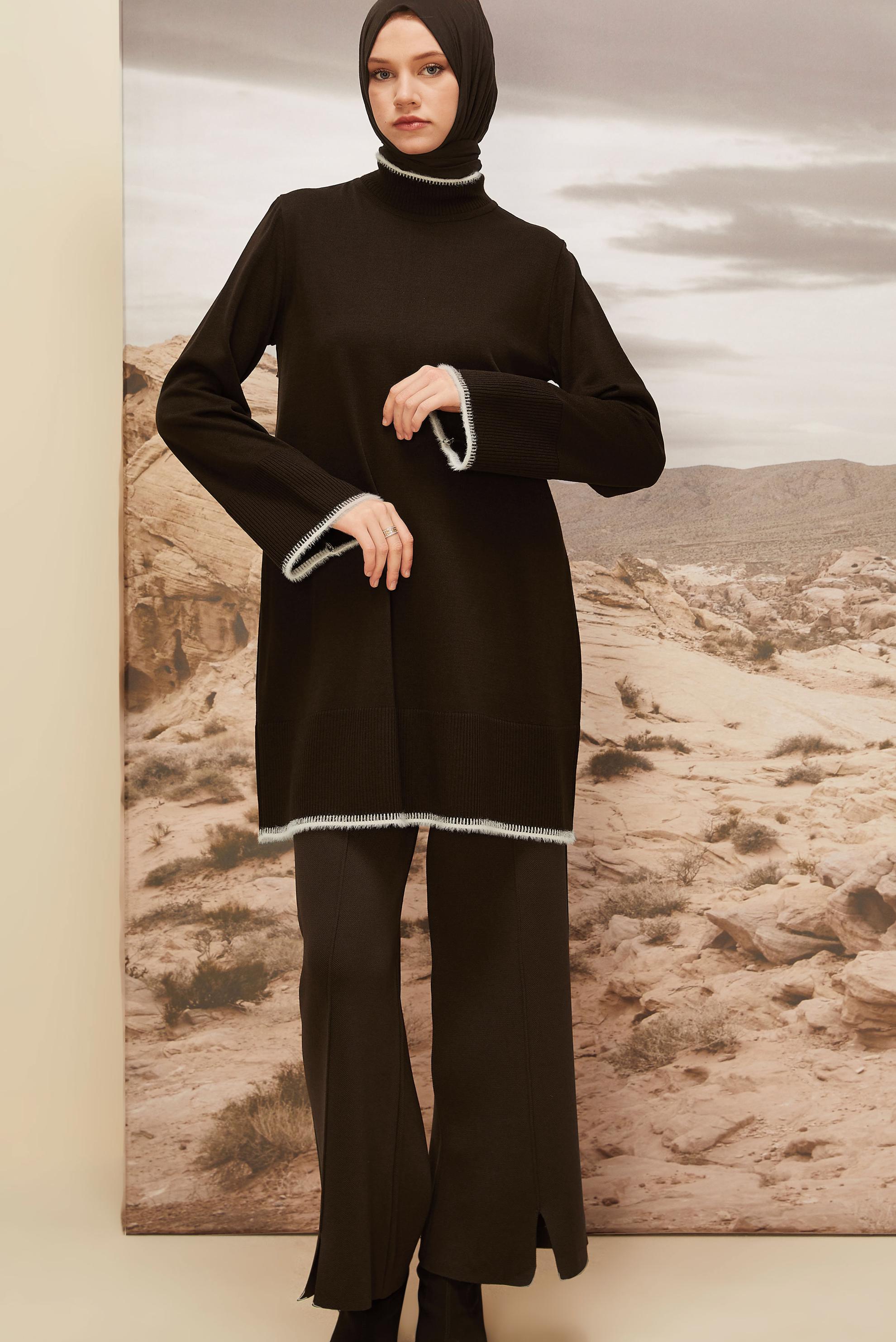 Tesettür giyim KAHVE TRİKO TUNİK 45800