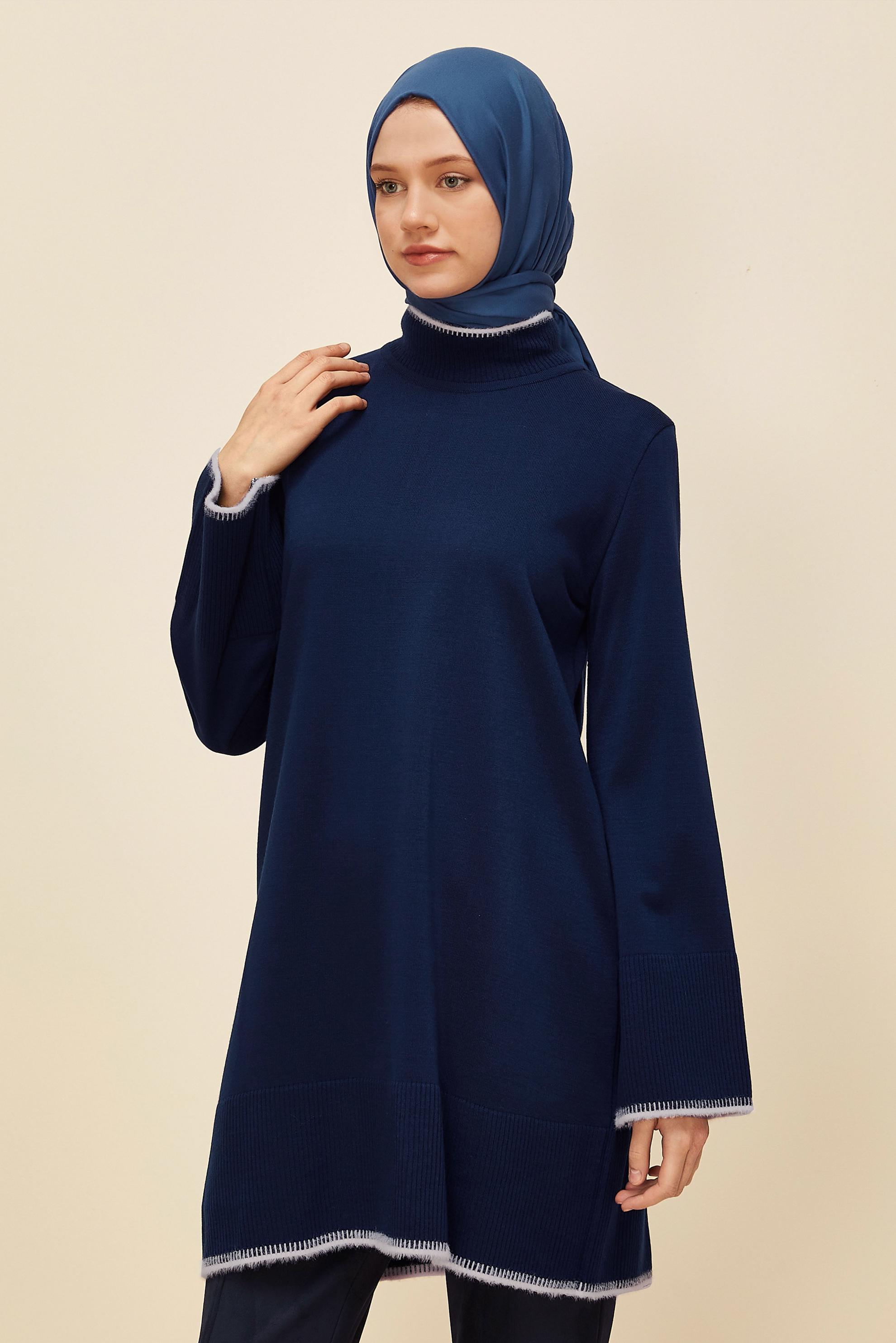 Tesettür giyim LACİVERT TRİKO TUNİK 45800