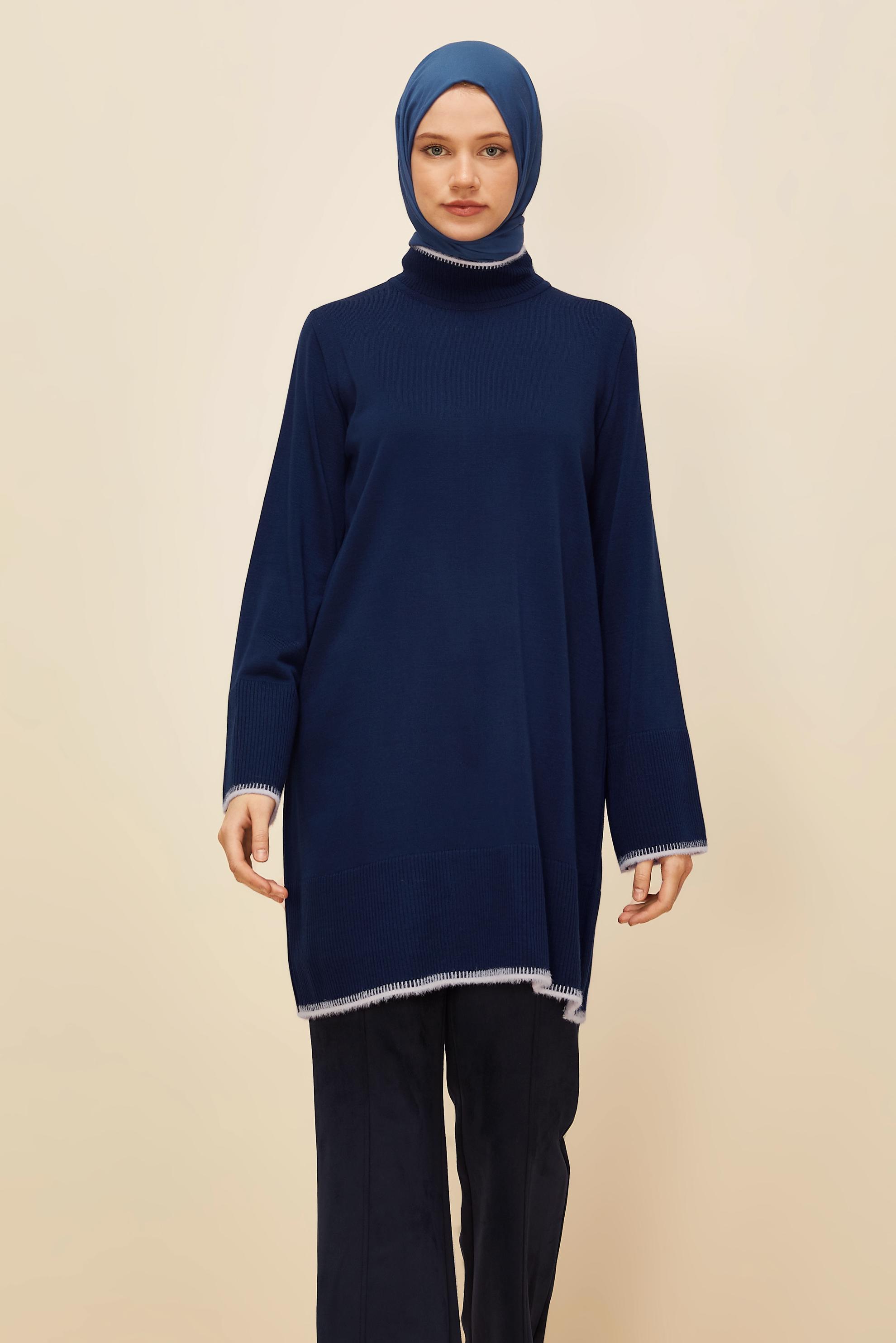 Tesettür giyim LACİVERT TRİKO TUNİK 45800