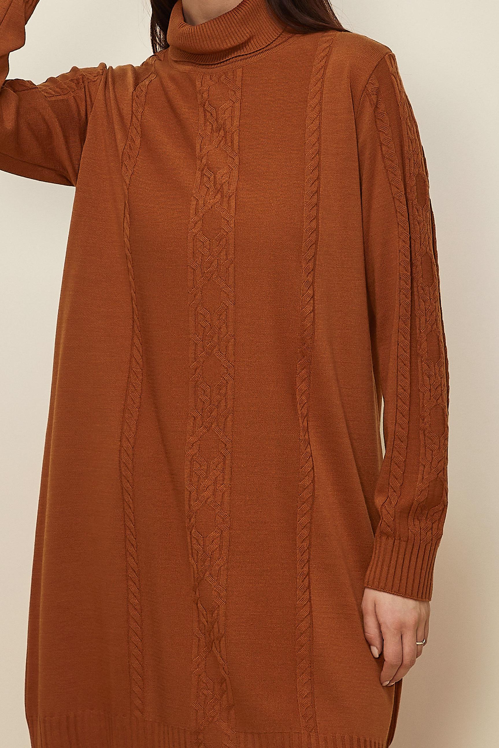 Tesettür giyim TURUNCU BOĞAZLI YAKA TRİKO TUNİK 45801