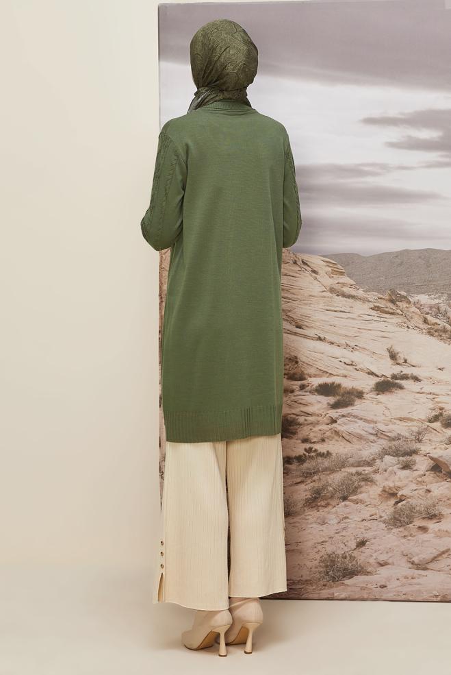 Vêtements hijab VERT TUNIQUE EN TRICOT À COL ROULÉ 45801 - ALVİNA