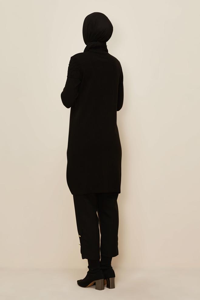 Hijab clothing BLACK KNITWEAR TUNIC 45802 - ALVİNA