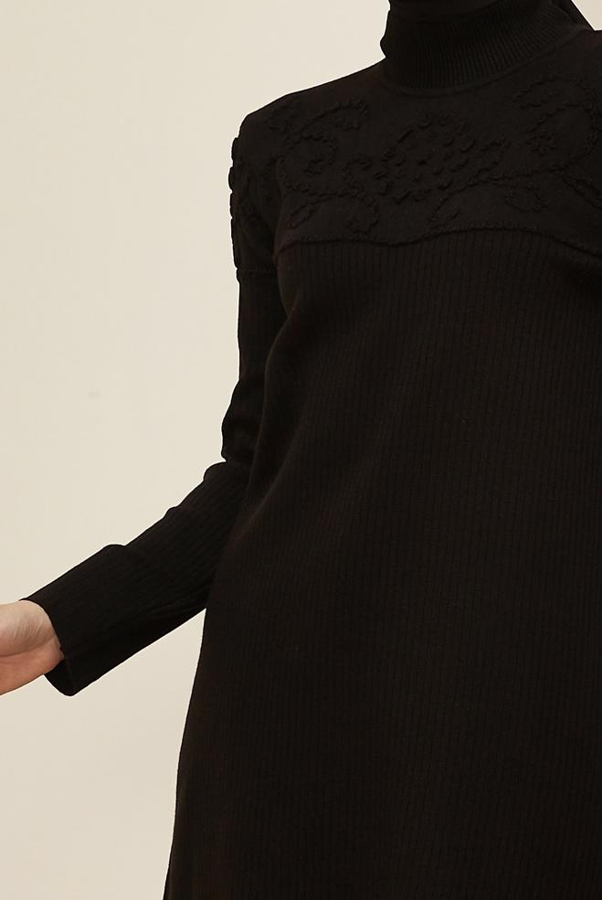 Hijab clothing BLACK KNITWEAR TUNIC 45802 - ALVİNA