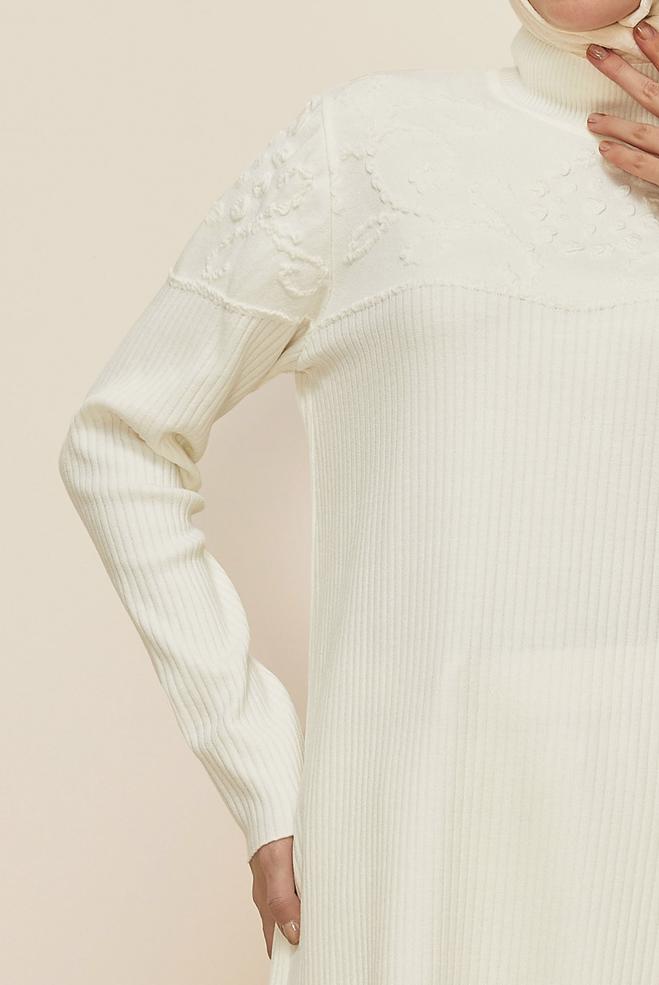 Hijab clothing WHITE KNITWEAR TUNIC 45802 - ALVİNA