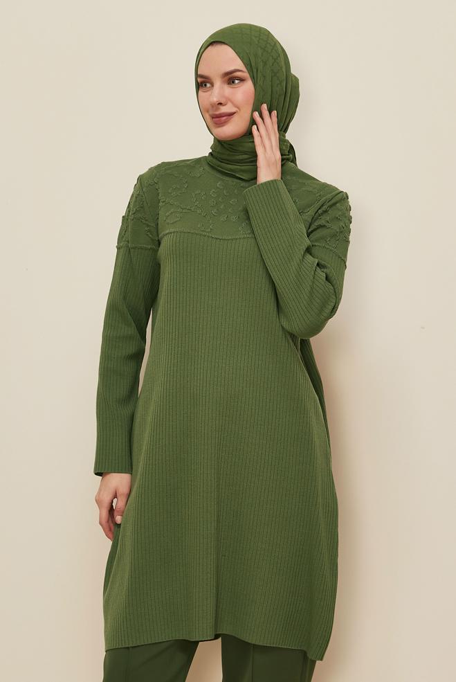 Hijab clothing GREEN KNITWEAR TUNIC 45802 - ALVİNA