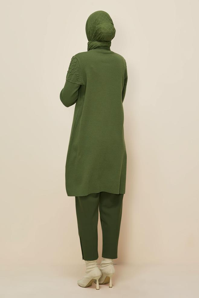 Hijab clothing GREEN KNITWEAR TUNIC 45802 - ALVİNA
