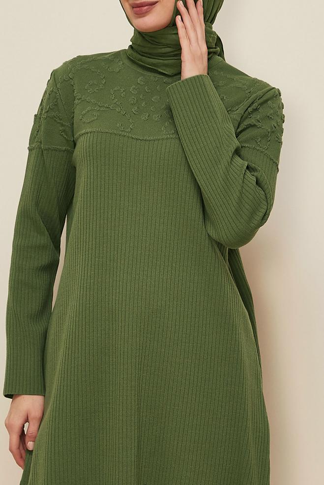 Hijab clothing GREEN KNITWEAR TUNIC 45802 - ALVİNA