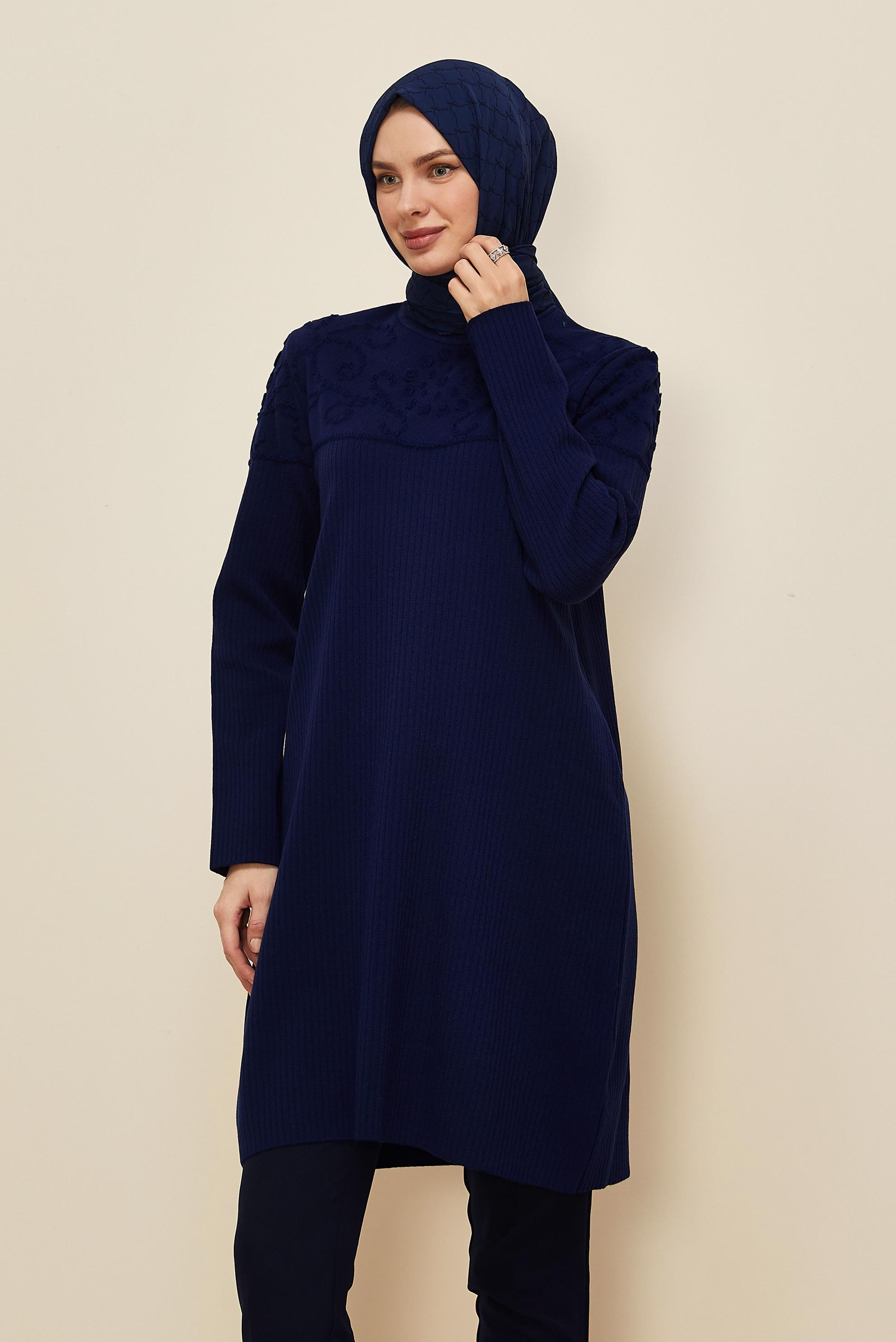 Hijab clothing NAVY BLUE KNITWEAR TUNIC 45802