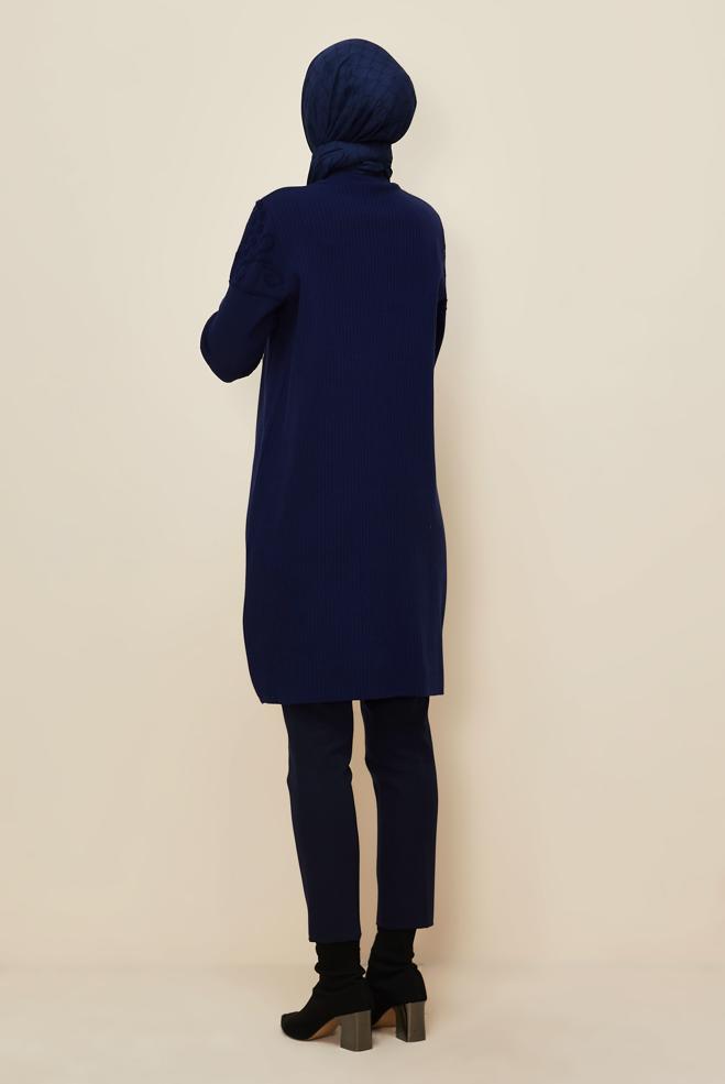 Hijab clothing NAVY BLUE KNITWEAR TUNIC 45802 - ALVİNA