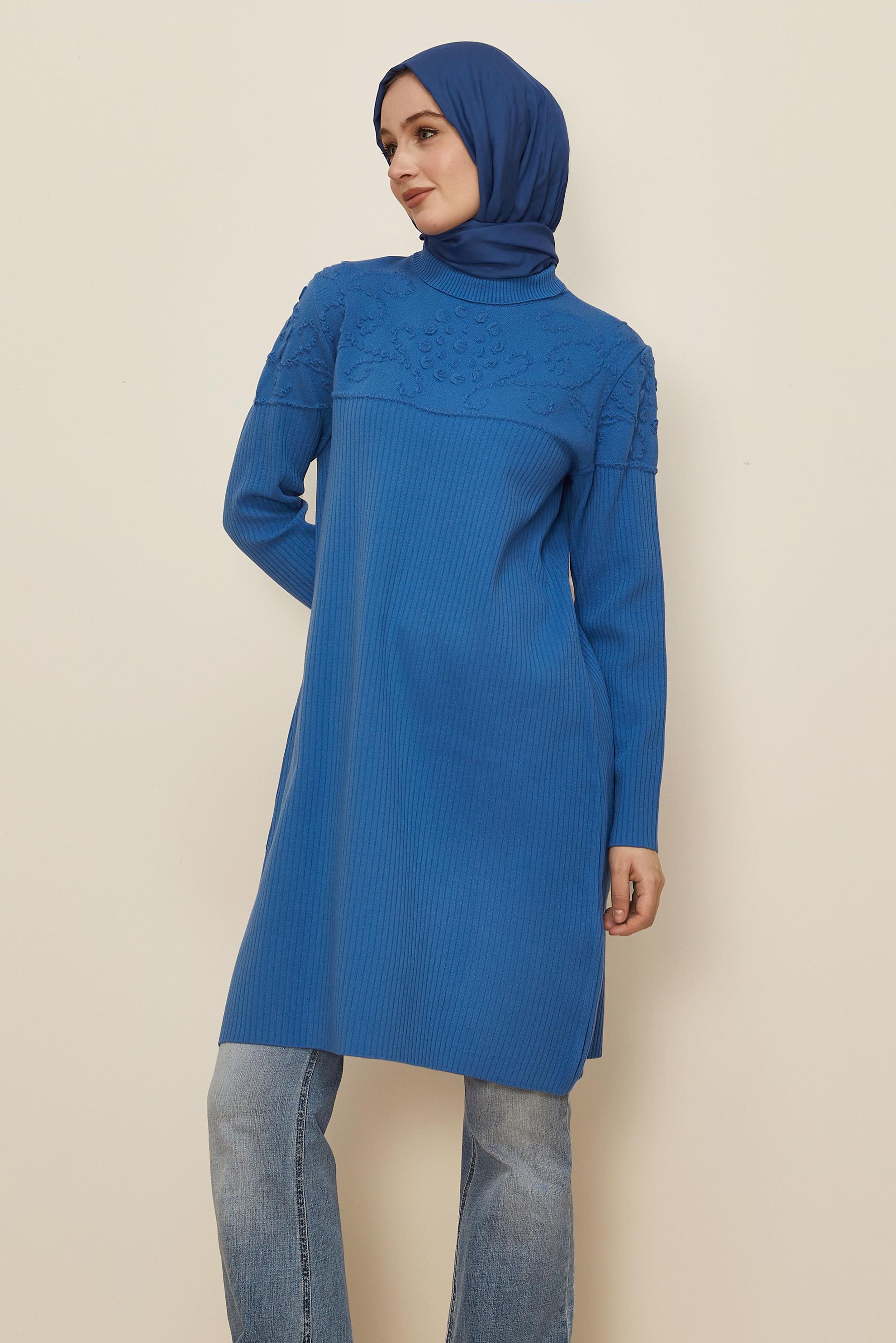 Tesettür giyim MAVİ TRİKO TUNİK 45802