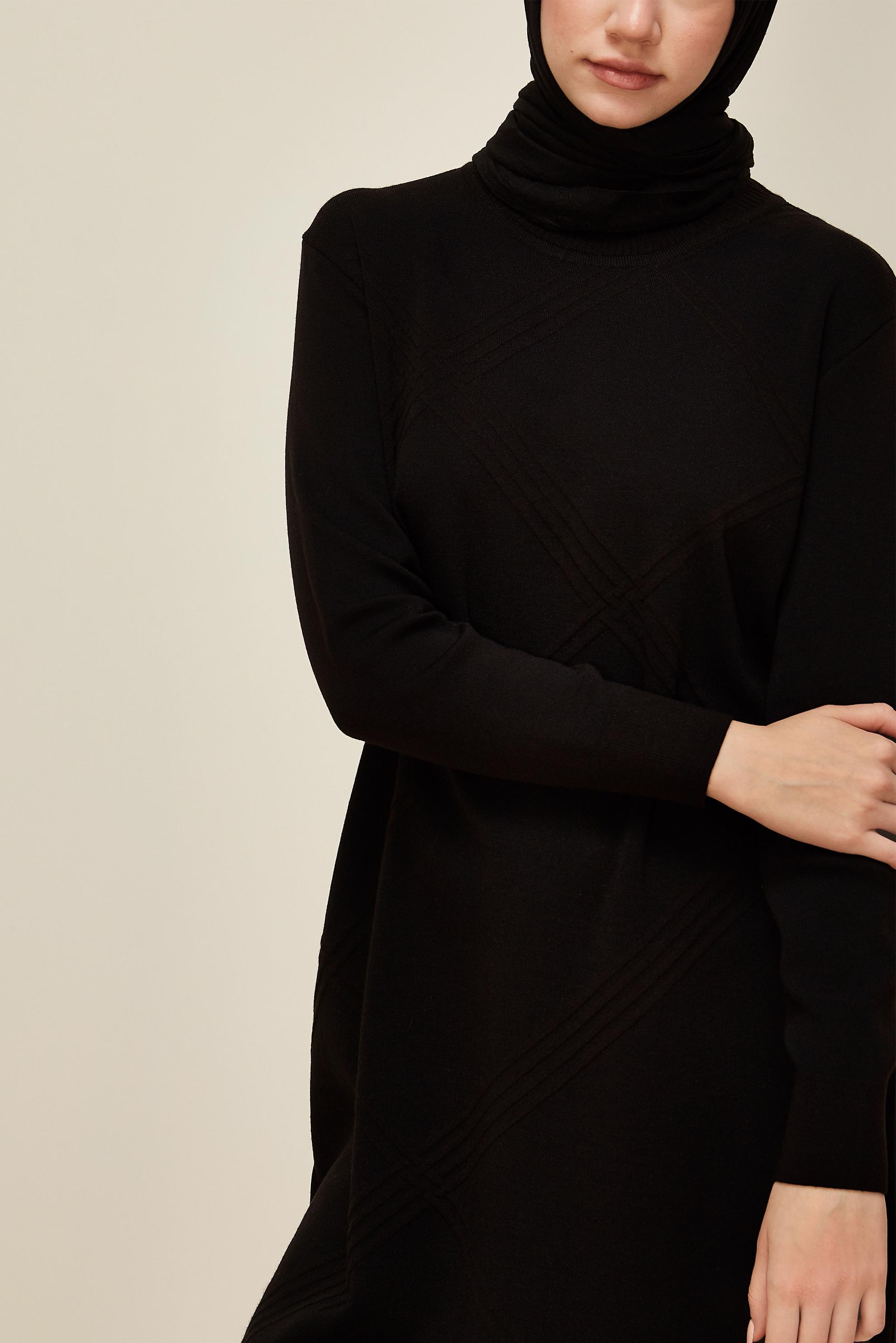 Tesettür giyim SİYAH TRİKO TUNİK 45803