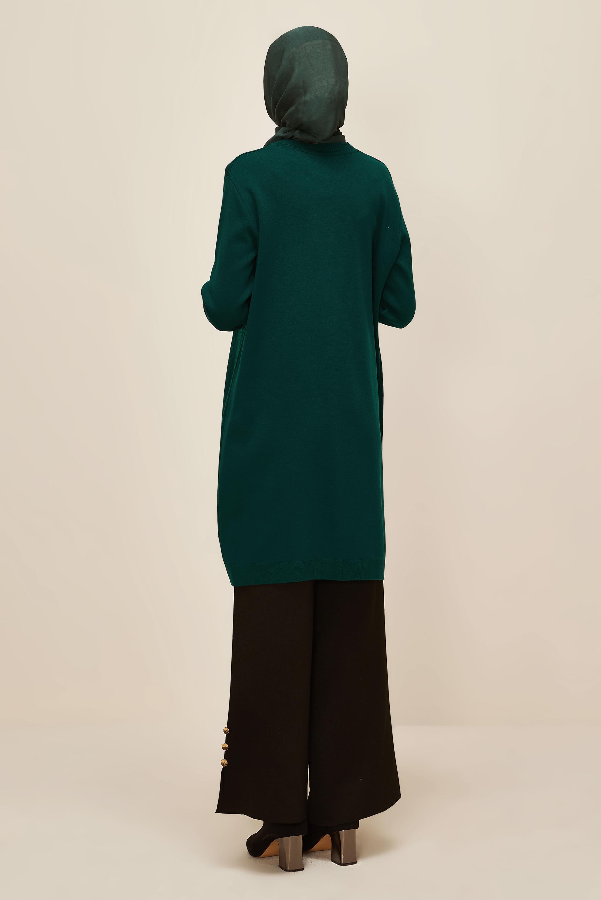 Tesettür giyim YEŞİL TRİKO TUNİK 45803