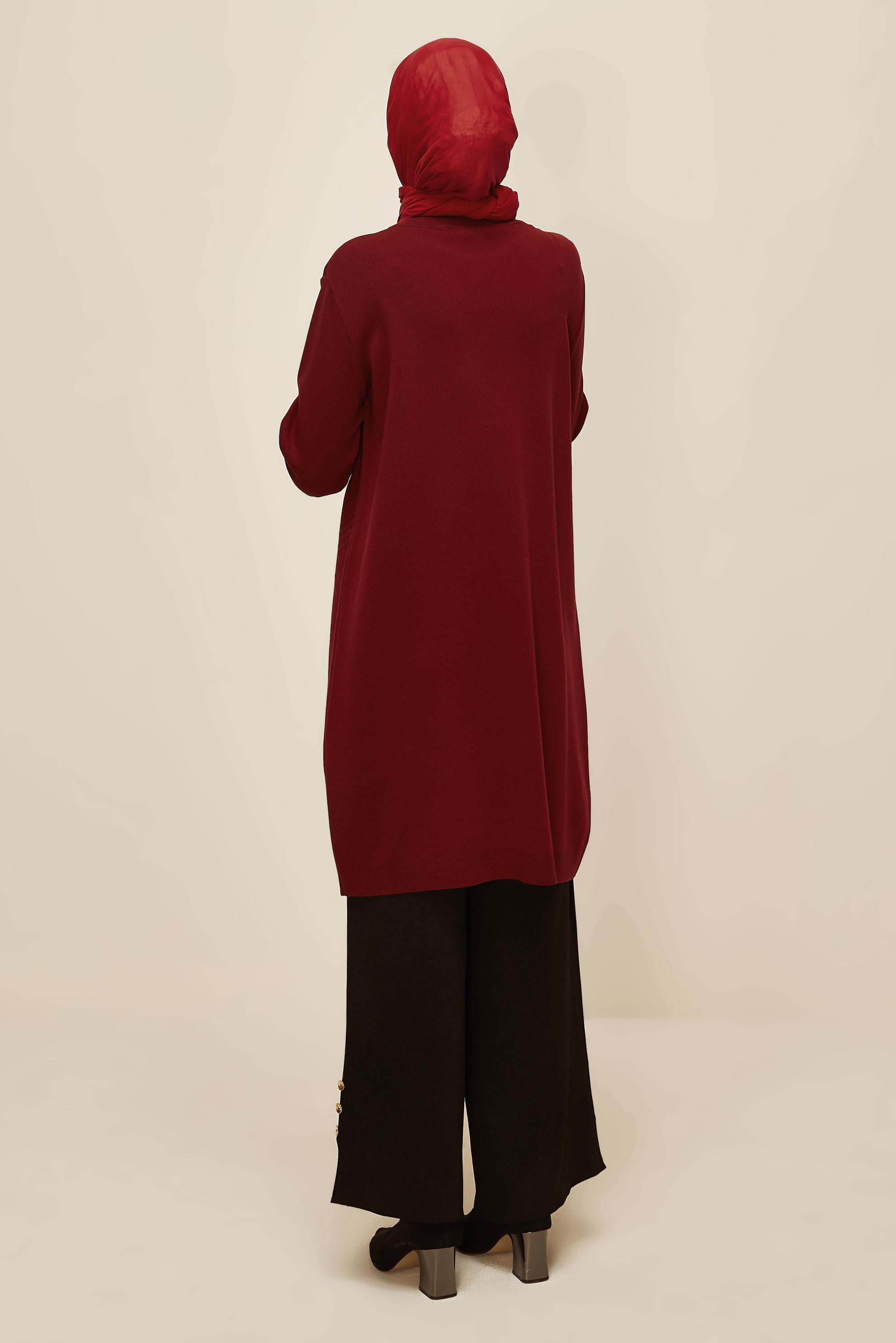 Tesettür giyim BORDO TRİKO TUNİK 45803