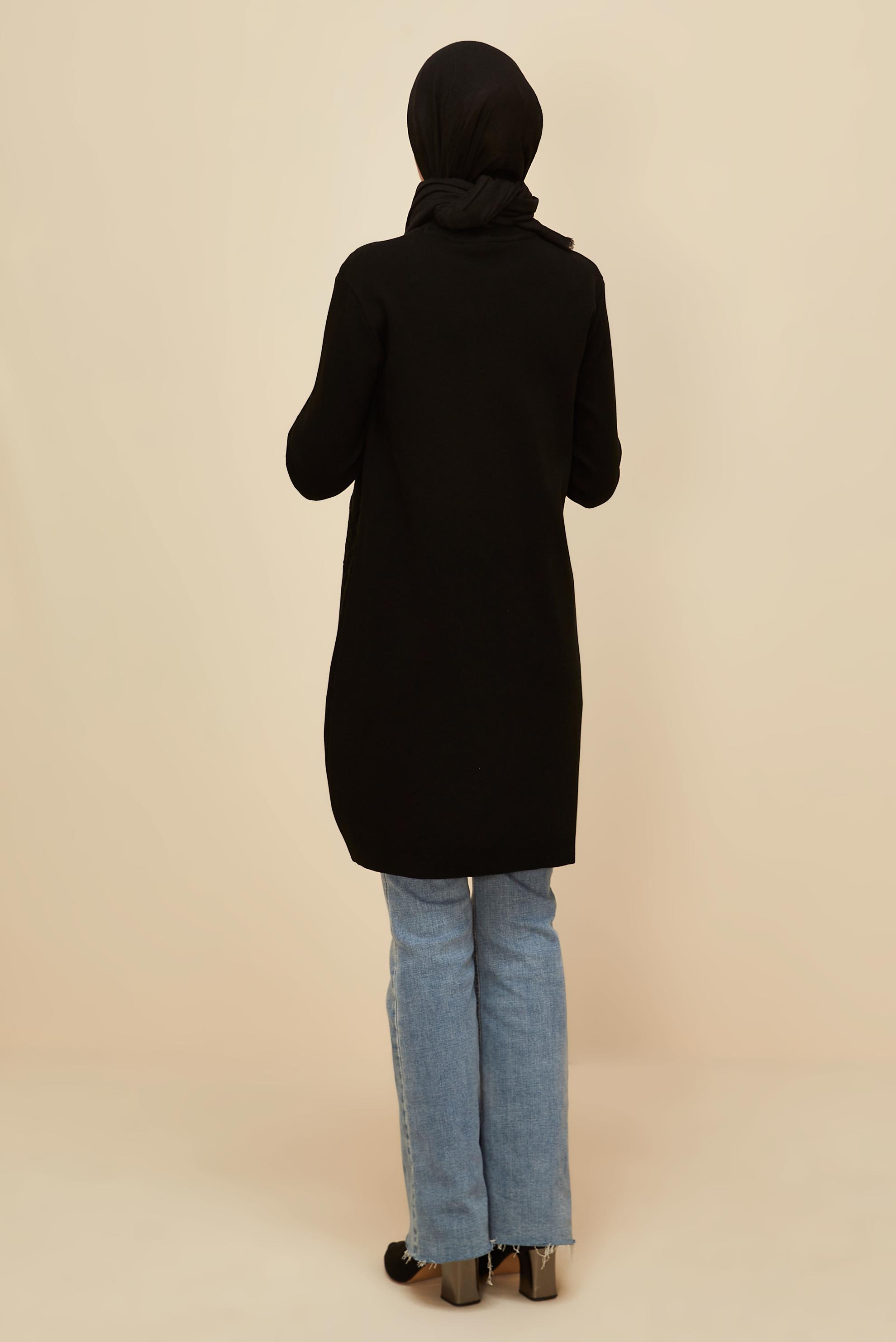 Tesettür giyim SİYAH TRİKO TUNİK 45804