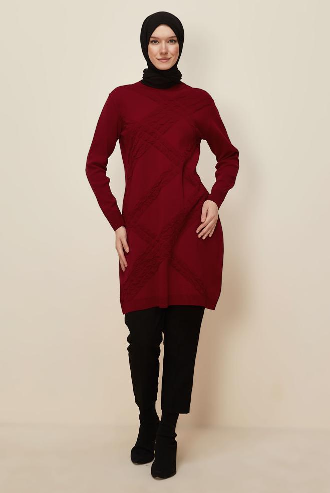 Hijab clothing RED 45804 TRİKO TUNİK 38-46 - ALVİNA