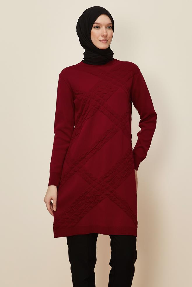 Hijab clothing RED 45804 TRİKO TUNİK 38-46 - ALVİNA