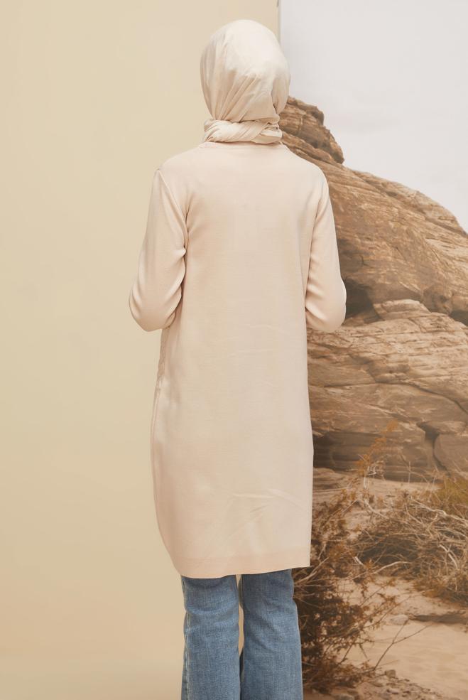 Hijab clothing BEIGE KNITWEAR TUNIC 45804 - ALVİNA