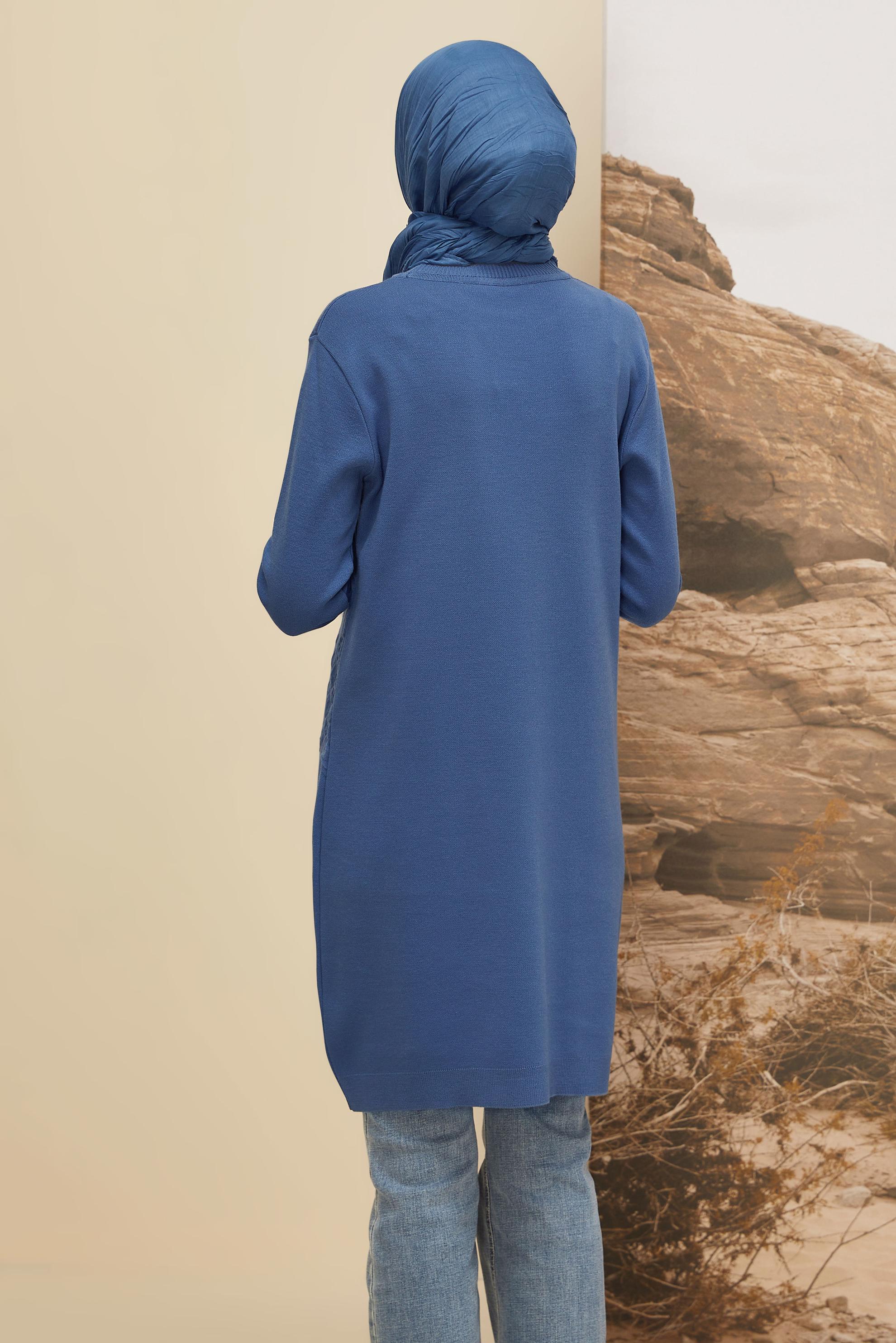 Tesettür giyim MAVİ TRİKO TUNİK 45804