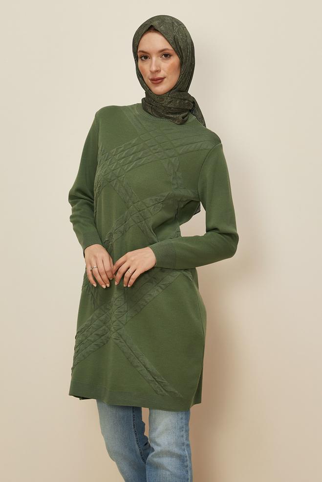 Hijab clothing GREEN KNITWEAR TUNIC 45804 - ALVİNA