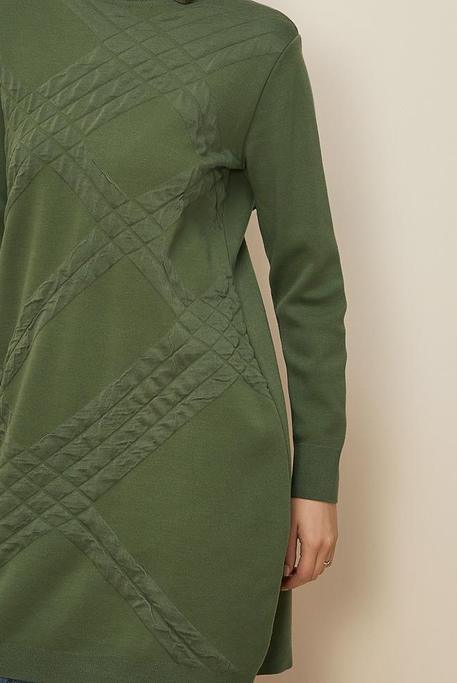Hijab clothing GREEN KNITWEAR TUNIC 45804 - ALVİNA