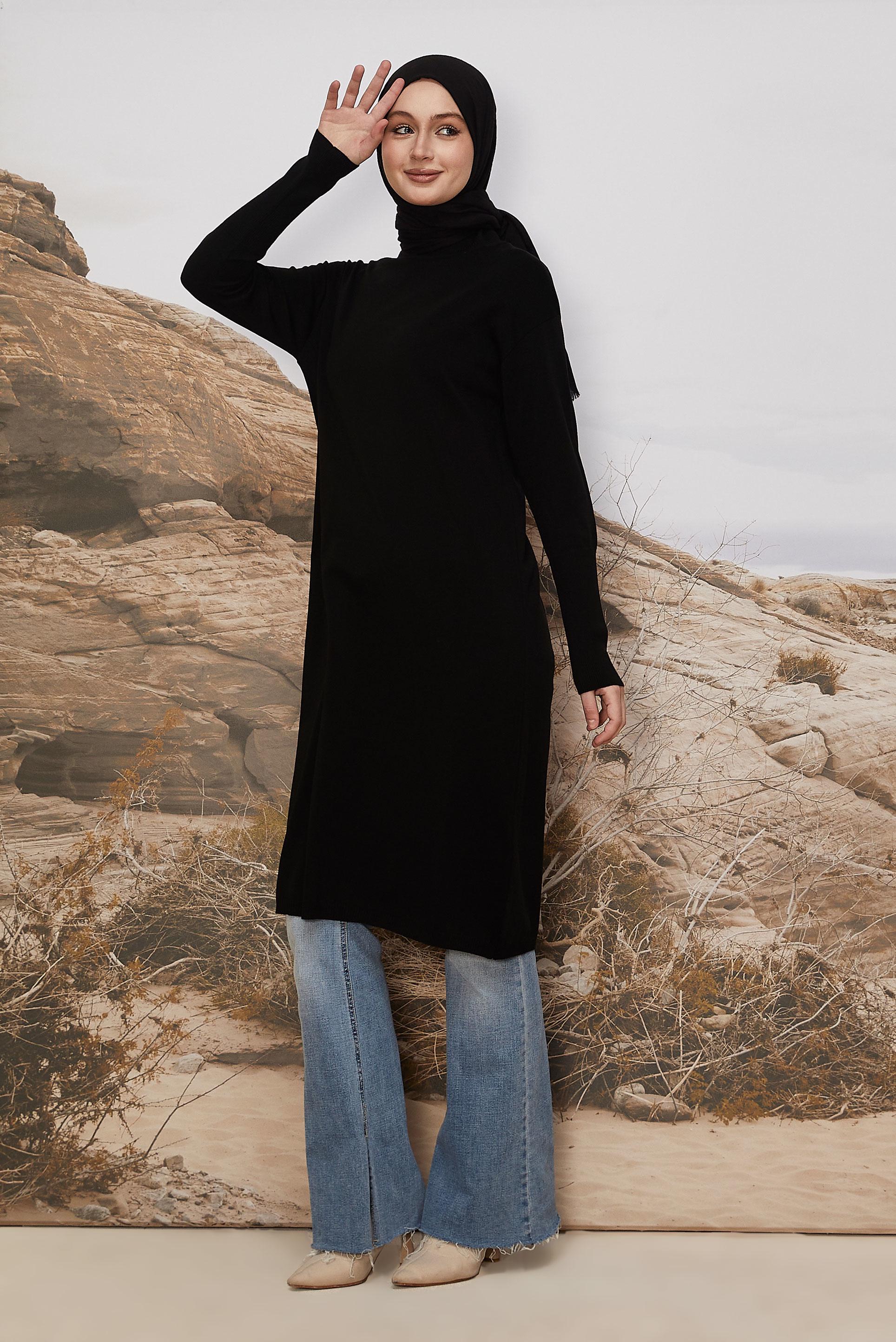 Hijab clothing BLACK KNITWEAR TUNIC 45805