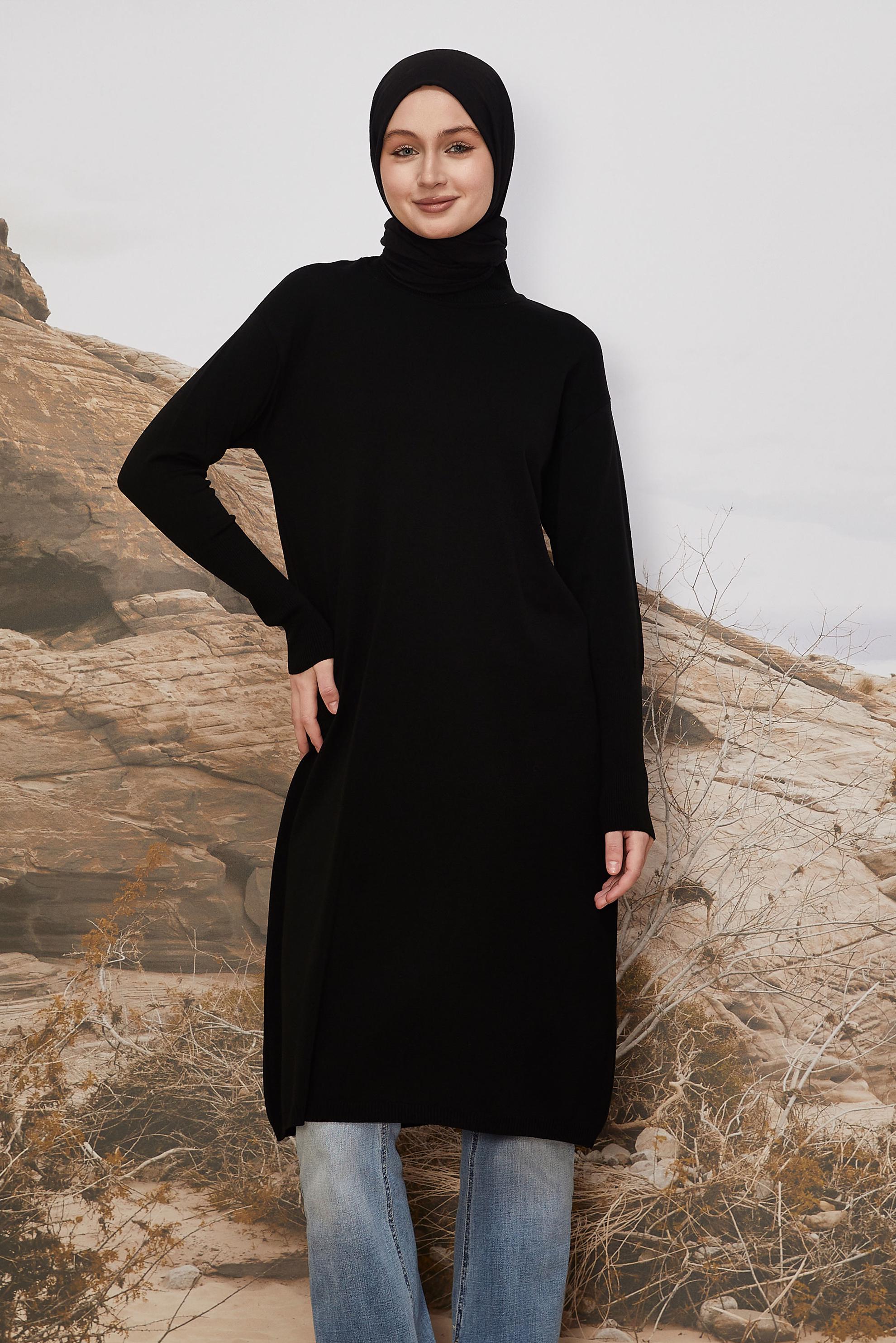 Hijab clothing BLACK KNITWEAR TUNIC 45805