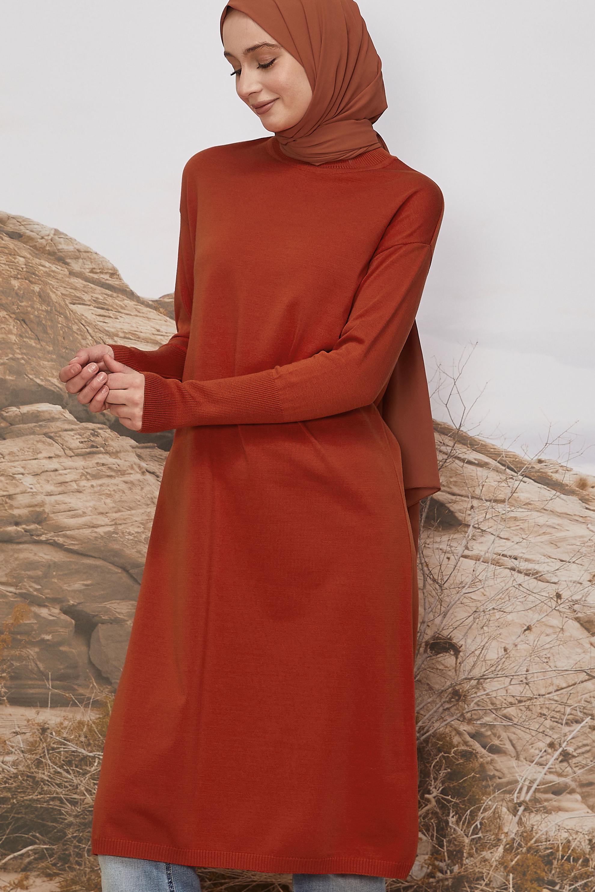 Hijab clothing ORANGE KNITWEAR TUNIC 45805