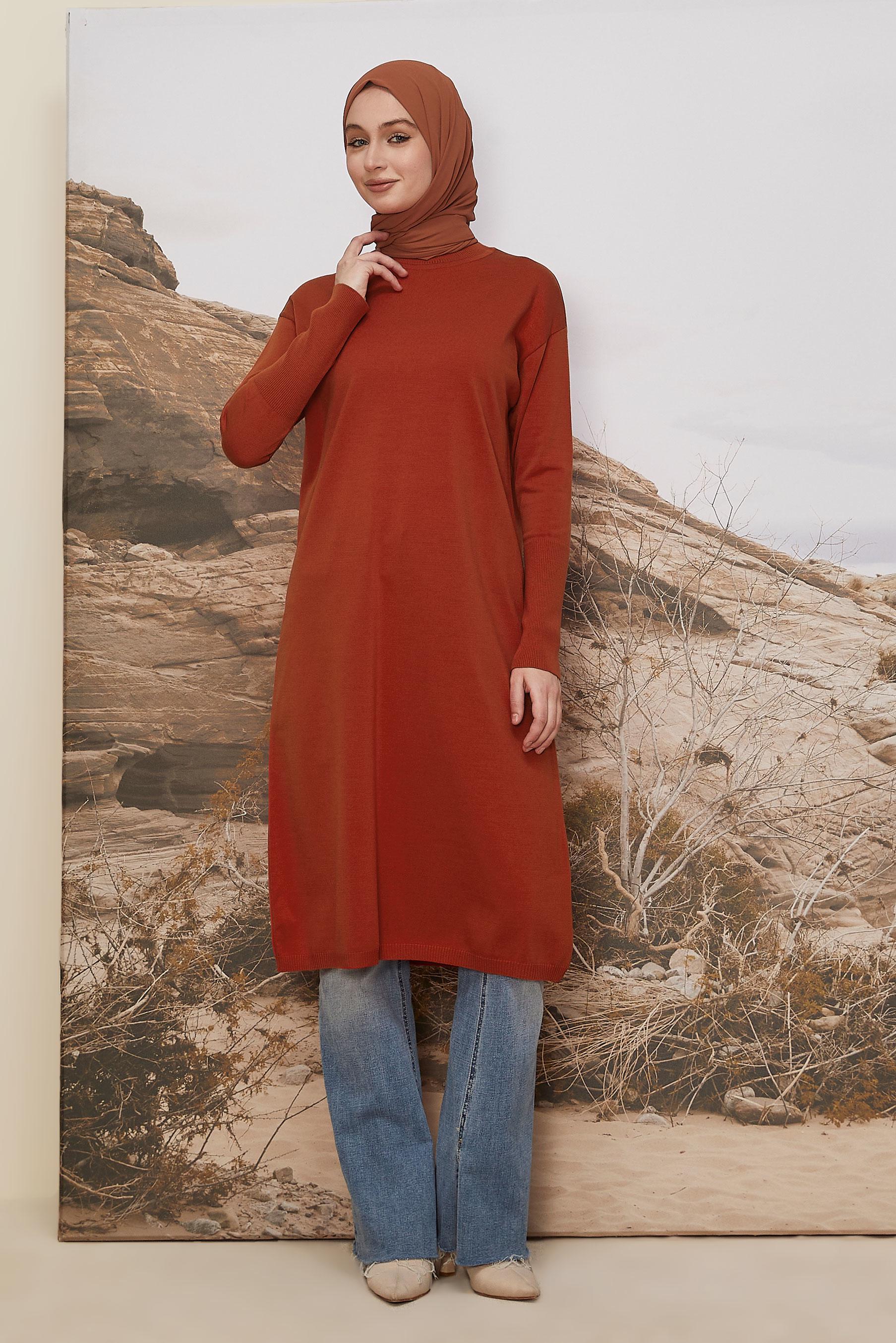 Hijab clothing ORANGE KNITWEAR TUNIC 45805