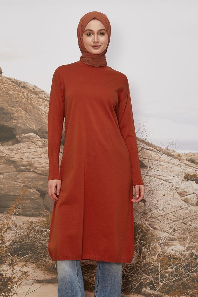 Hijab clothing ORANGE KNITWEAR TUNIC 45805 - ALVİNA