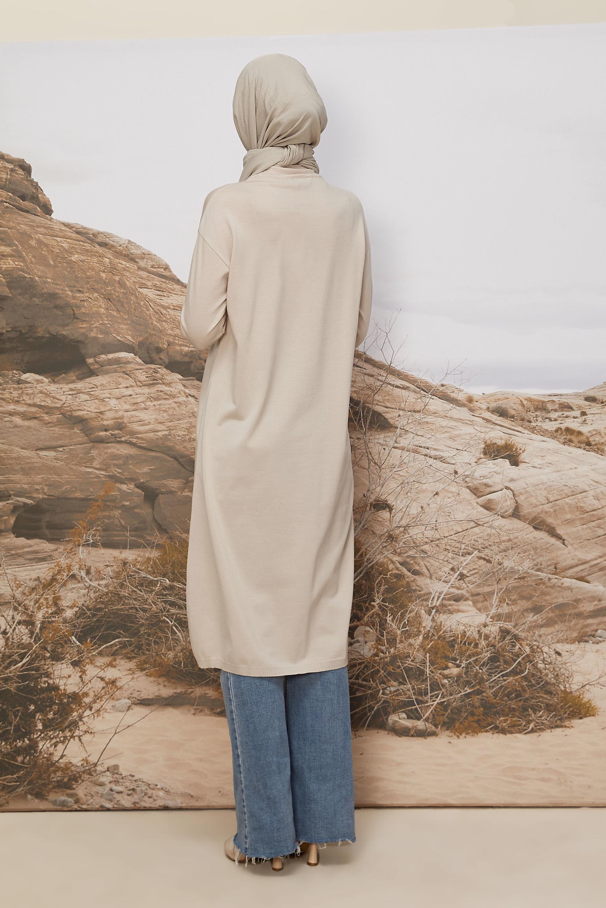 Vêtements hijab BEIGE TUNIQUE EN MAILLE 45805