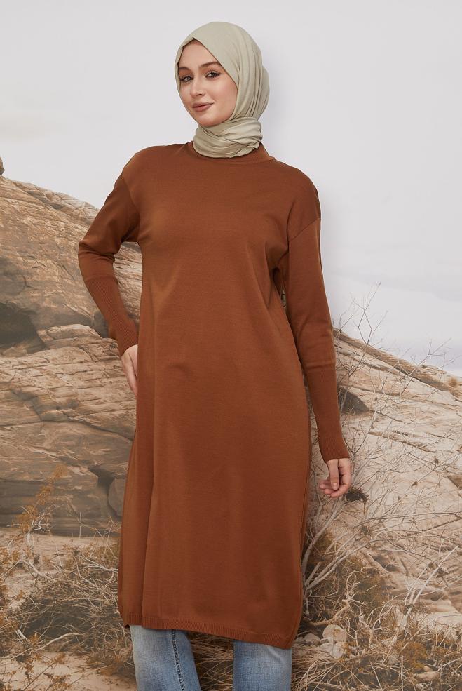 Hijab clothing ORANGE KNITWEAR TUNIC 45805 - ALVİNA