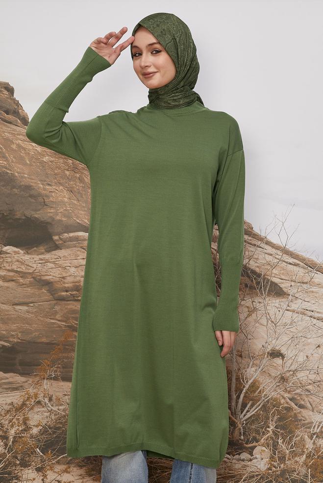 Hijab clothing GREEN KNITWEAR TUNIC 45805 - ALVİNA