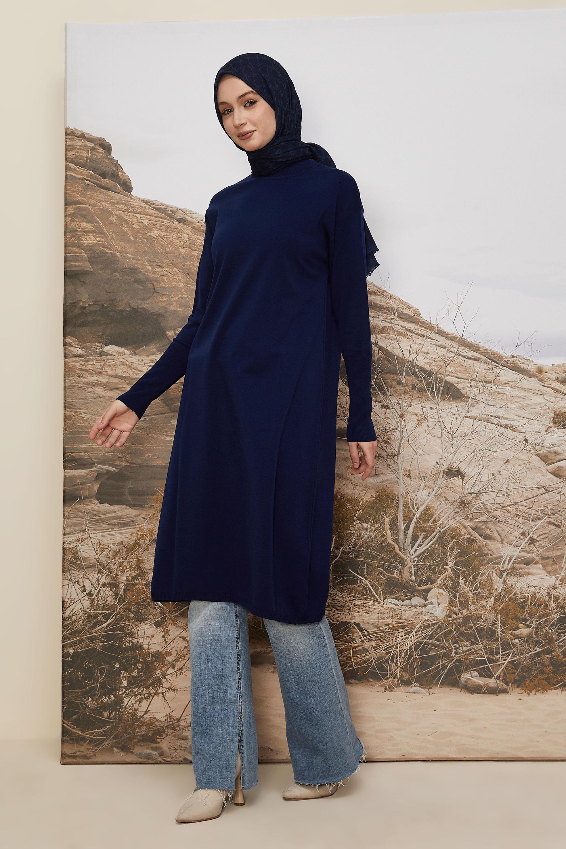 Hijab clothing NAVY BLUE KNITWEAR TUNIC 45805