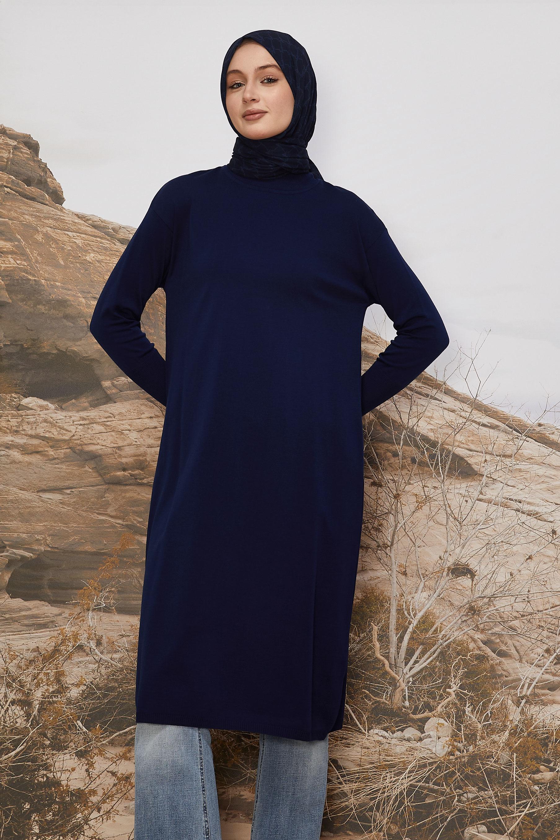 Hijab clothing NAVY BLUE KNITWEAR TUNIC 45805