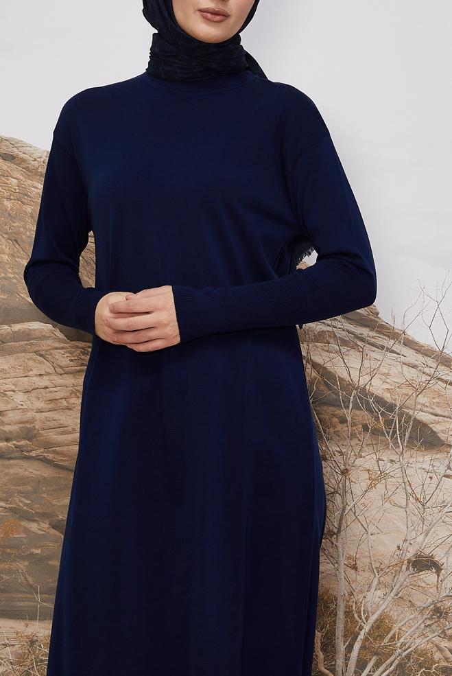 Hijab clothing NAVY BLUE KNITWEAR TUNIC 45805 - ALVİNA