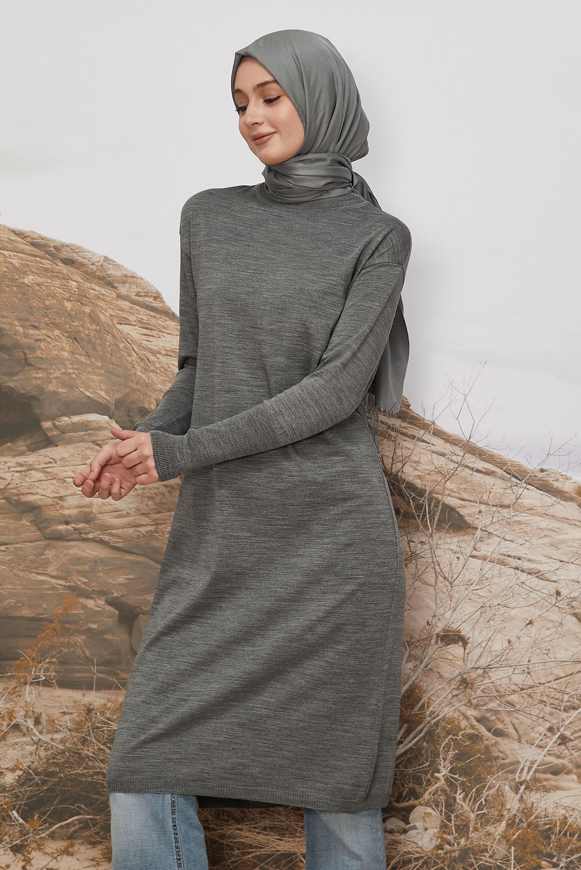 Hijab clothing GREY KNITWEAR TUNIC 45805