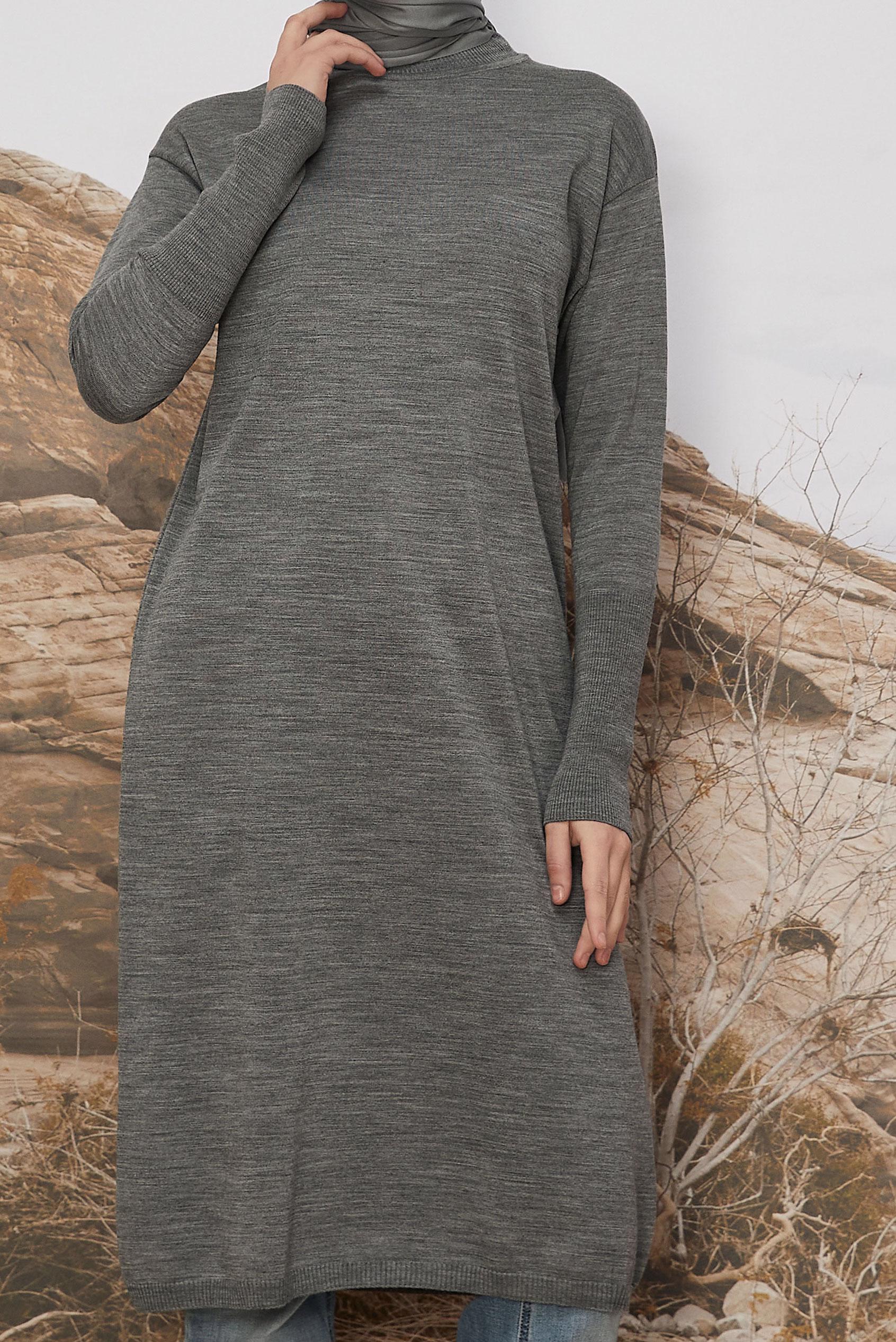 Hijab clothing GREY KNITWEAR TUNIC 45805