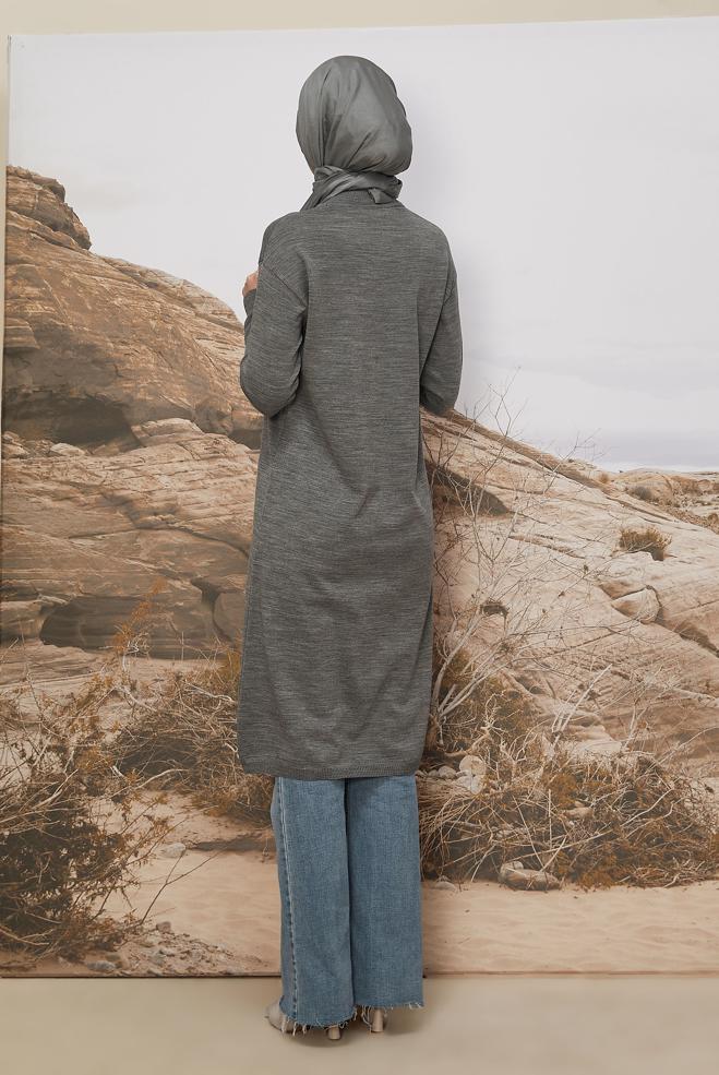 Hijab clothing GREY KNITWEAR TUNIC 45805 - ALVİNA