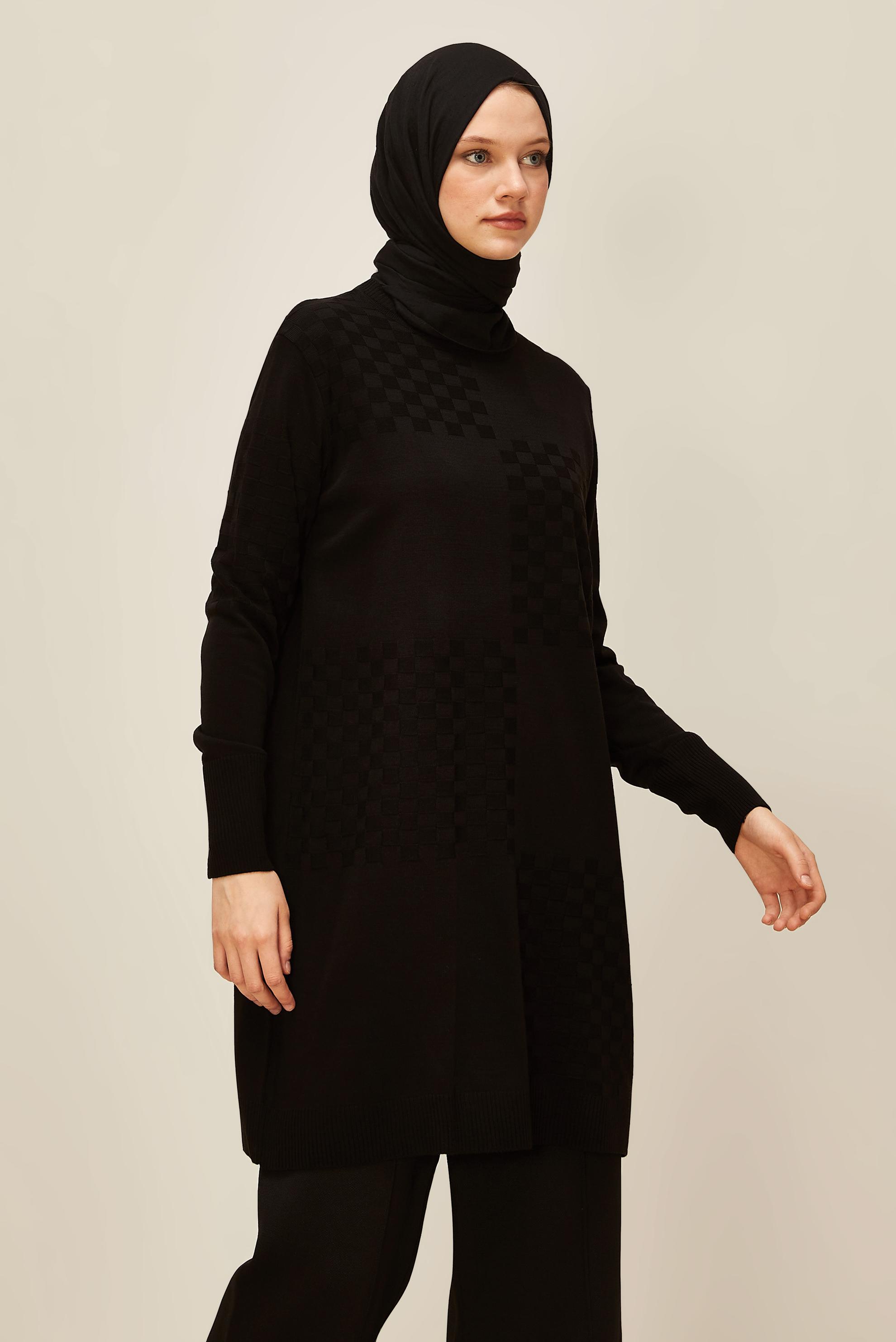 Tesettür giyim SİYAH TRİKO TUNİK 45806