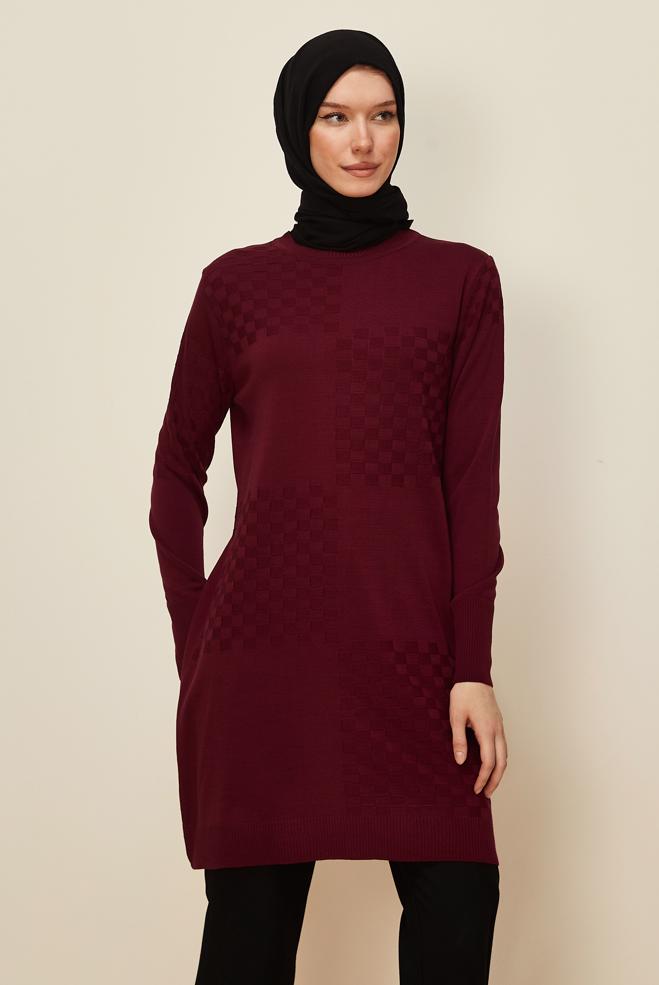 Hijab clothing CLARET RED 45806 TRİKO TUNİK 38-46 - ALVİNA