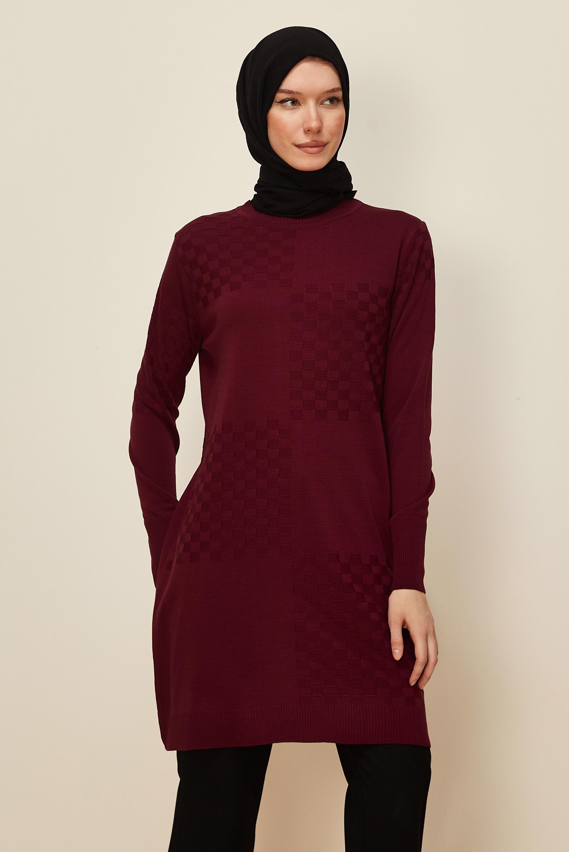 Hijab clothing CLARET RED KNITWEAR TUNIC 45806