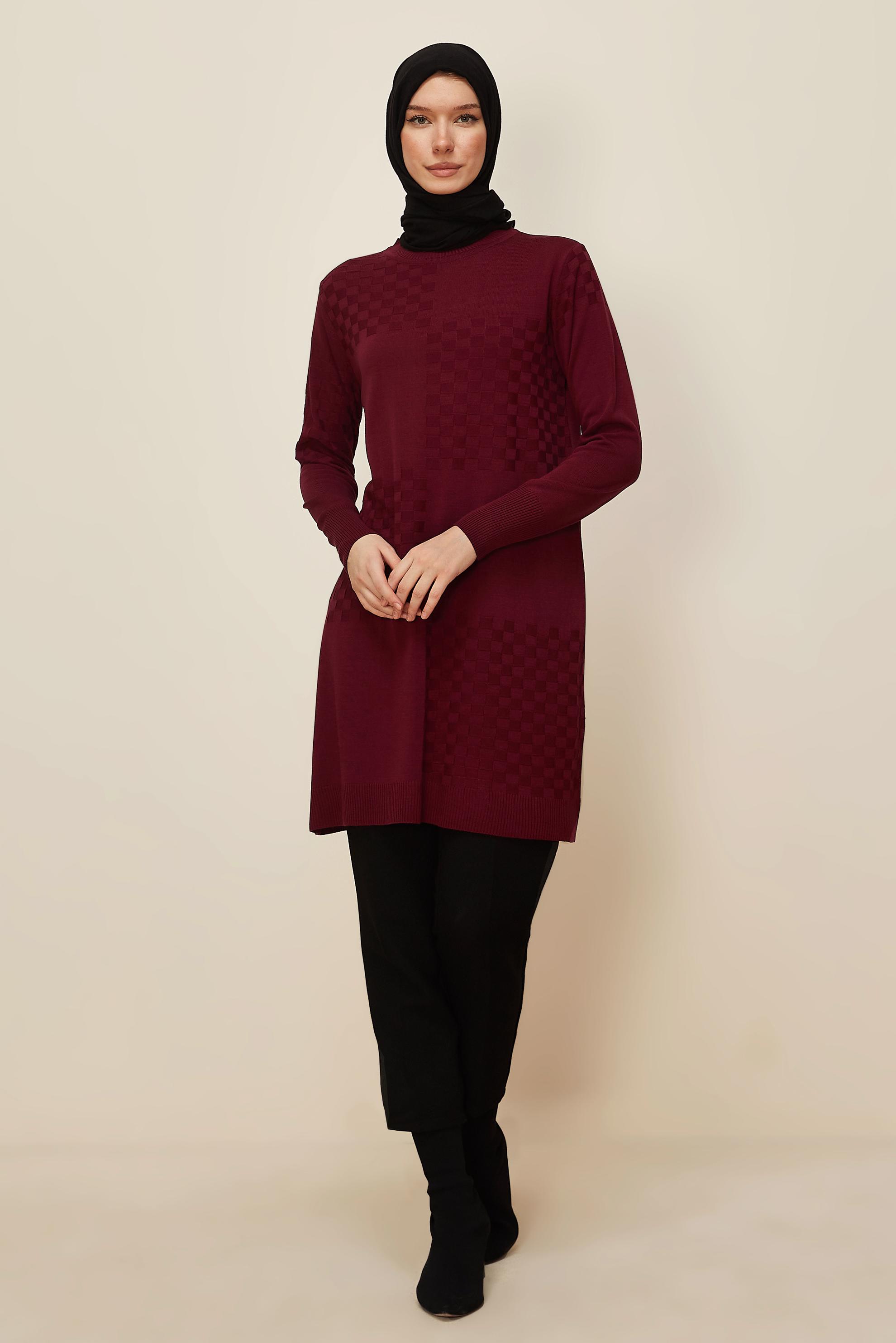 Hijab clothing CLARET RED KNITWEAR TUNIC 45806
