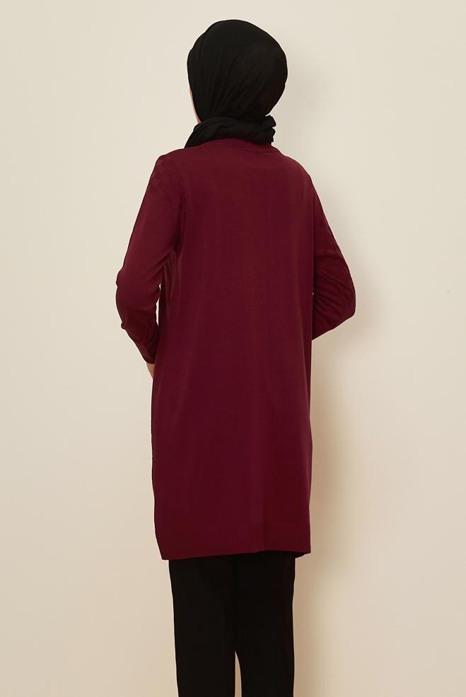 Hijab clothing CLARET RED 45806 TRİKO TUNİK 38-46 - ALVİNA