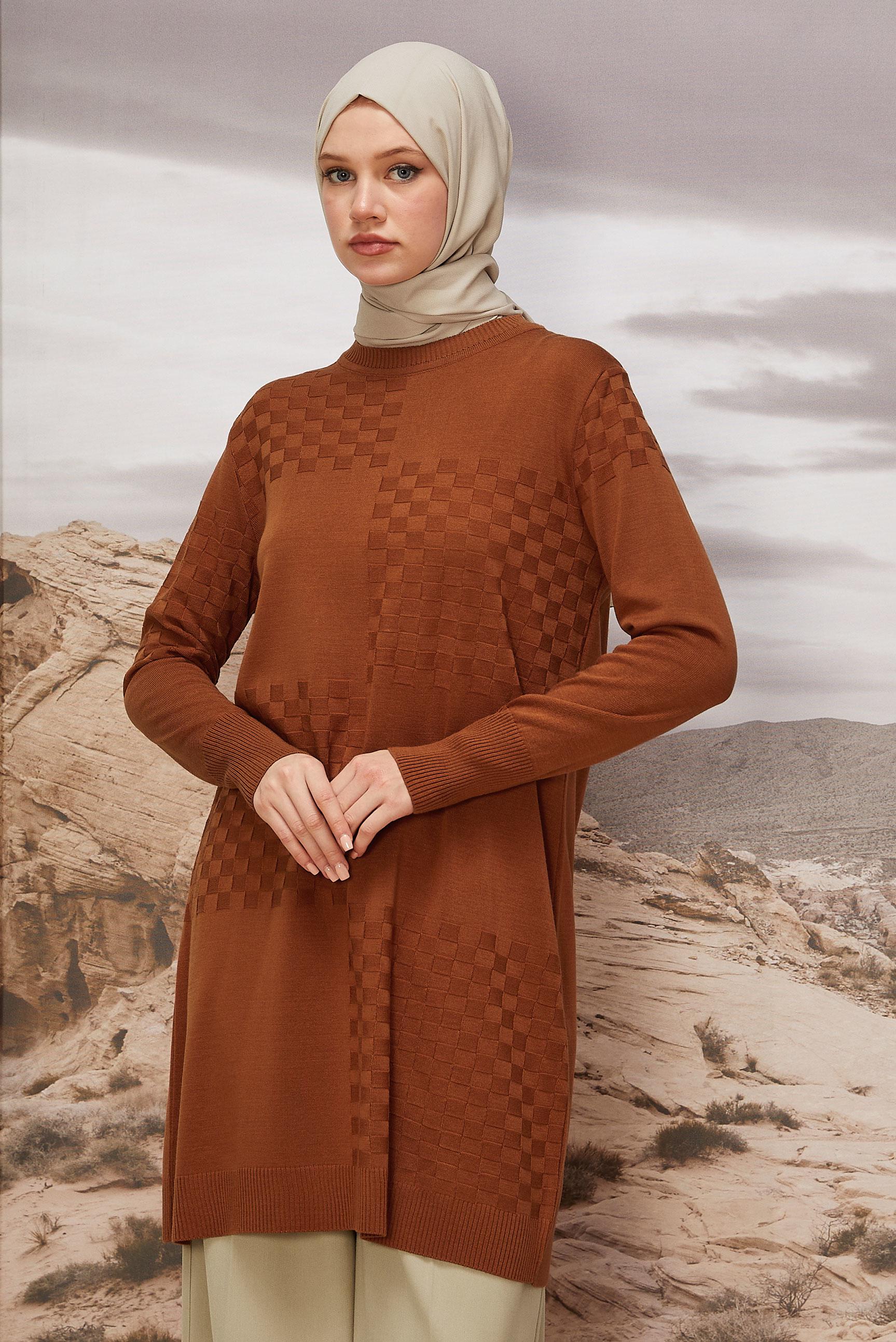 Tesettür giyim TURUNCU TRİKO TUNİK 45806