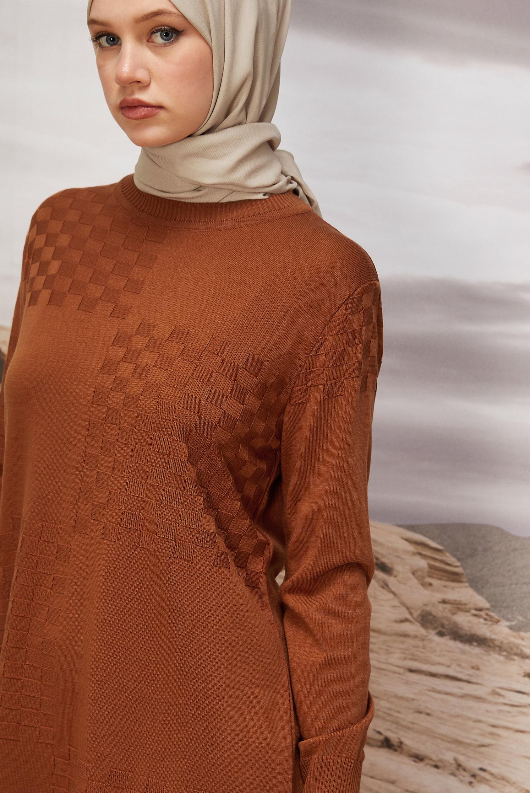 Tesettür giyim TURUNCU TRİKO TUNİK 45806